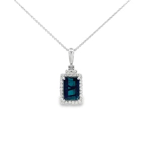 Tourmaline, Diamond and Platimum Pendant Necklace with GGA Report