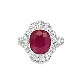 Ruby, Diamond and Platinum Ring with GIA & AIGI Report