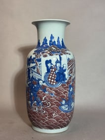 Chinese Porcelain Vase of Immortal in War Scene