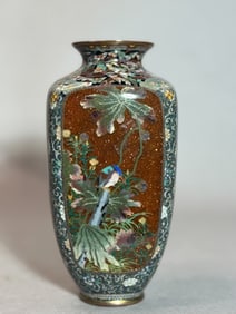 Fine Japanese Cloisonne Four Sided Vase by Master Artist, Meiji Period