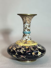 Japanese Cloisonne Vase with Dragon and Lotus Motif, Meiji Period