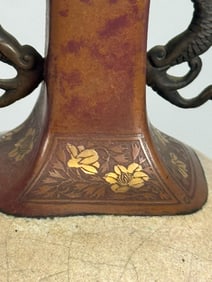 Pair Japanese Enamle and Mixed Metal Vases