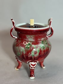 Chinese Peach Bloom Glazed Porcelain Tripot Censer