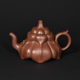 A Pumpkin-Shaped Zisha Teapot with Cover