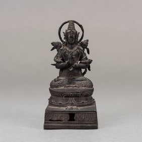 Asian Bronze Statue of a Deity, 19th Century