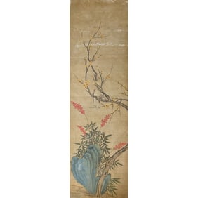 Anonymous (Qing Dynasty), Chinese Painting Scroll of Bird and Flower