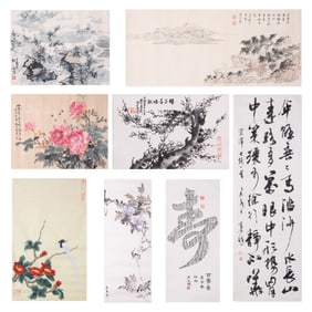 Group of Eight Chinese Paintings and Calligraphy