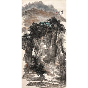 Lou Baian (b. 1948) - Chinese Painting Scroll of Landscape