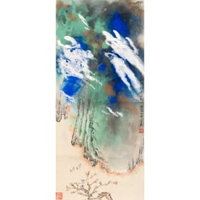 After He Haixia, Chinese Painting Scroll of Splash Ink Landscape