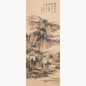 Zhang Daqian (1899 - 1983), Liang Boyu (1903 - 1978) - Chinese Painting Scroll of Landscape