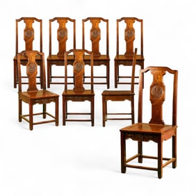 Group of Eight Huanghuali and Mixed Wood Side Chairs (Y)