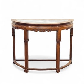 A Chinese Rosewood Demi-Lune Side Table