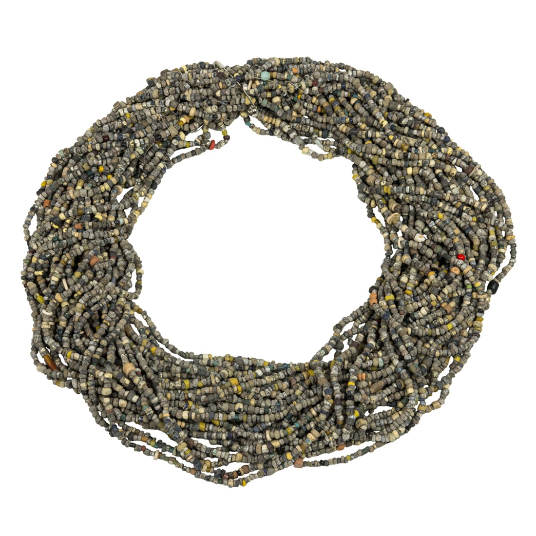 A group of Djenne burial beads: A group of Djenne burial beads. 17th/18th century, from 0.125" to 0.25" across. Provenance: Naomi Lindstrom collection.
