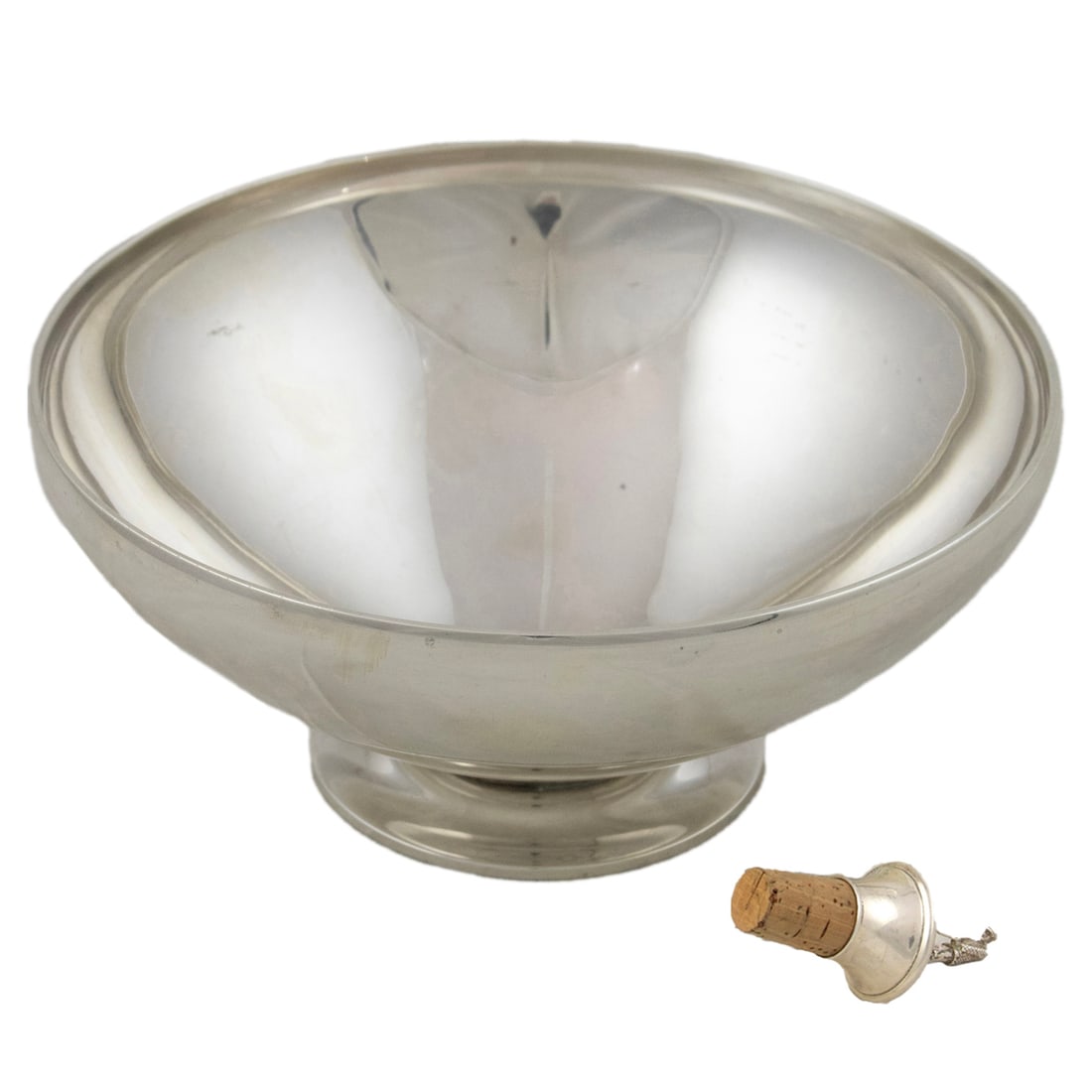 An English Birmingham sterling stopper and Tiffany sterling bowl