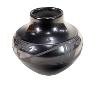 A Maria Martinez and Santana Roybal Martinez San Ildefonso pottery jar