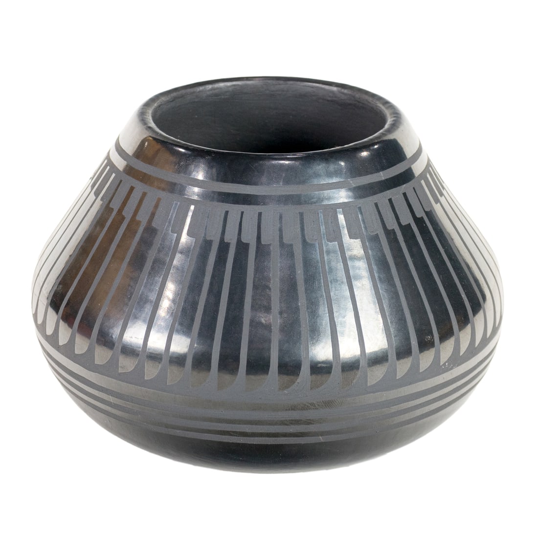 A Blue Corn (Crucita Gonzales Calabaza)  San Ildefonso blackware pottery jar (1 of 3)