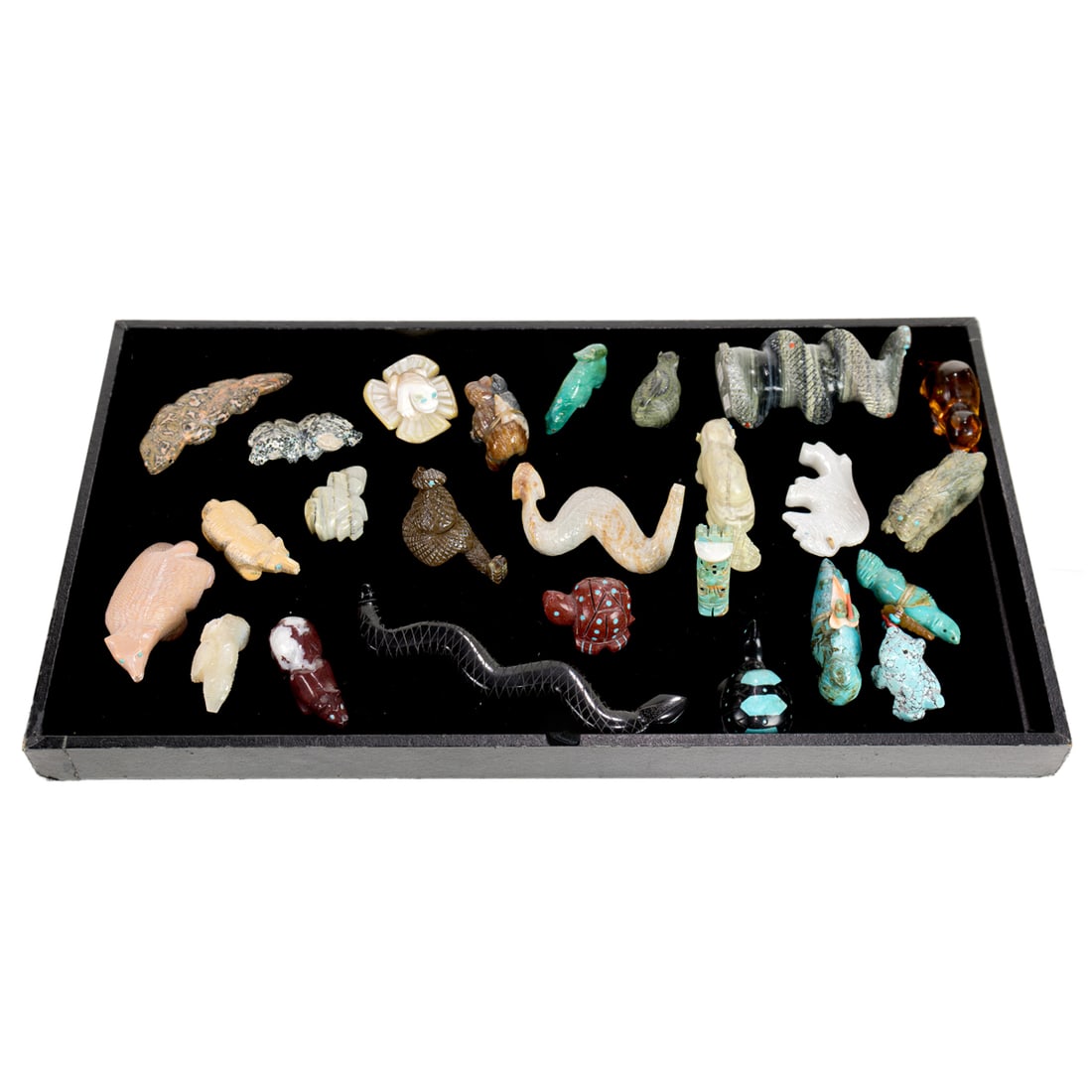 A group of twenty-five mainly Zuni stone fetishes (1 of 3)