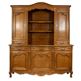 A large French oak two part buffet