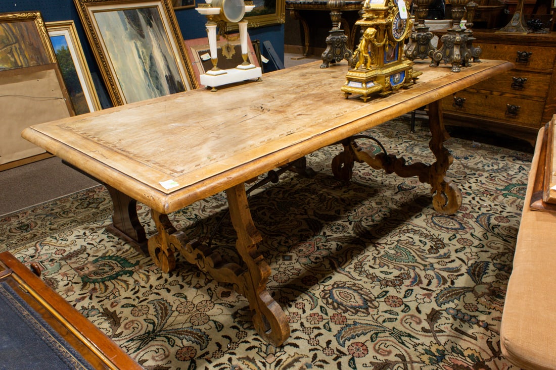 A Spanish Colonial inlaid trestle table (1 of 1)