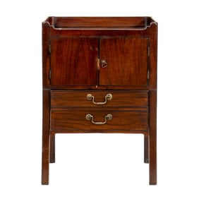 An English mahogany commode cabinet