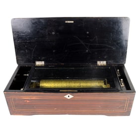 A Swiss marquetry inlaid music box