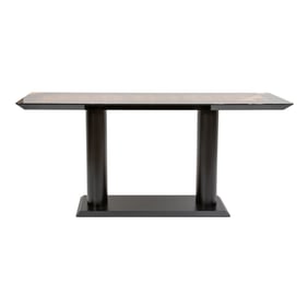 A Post-Modern inlaid burlwood console table