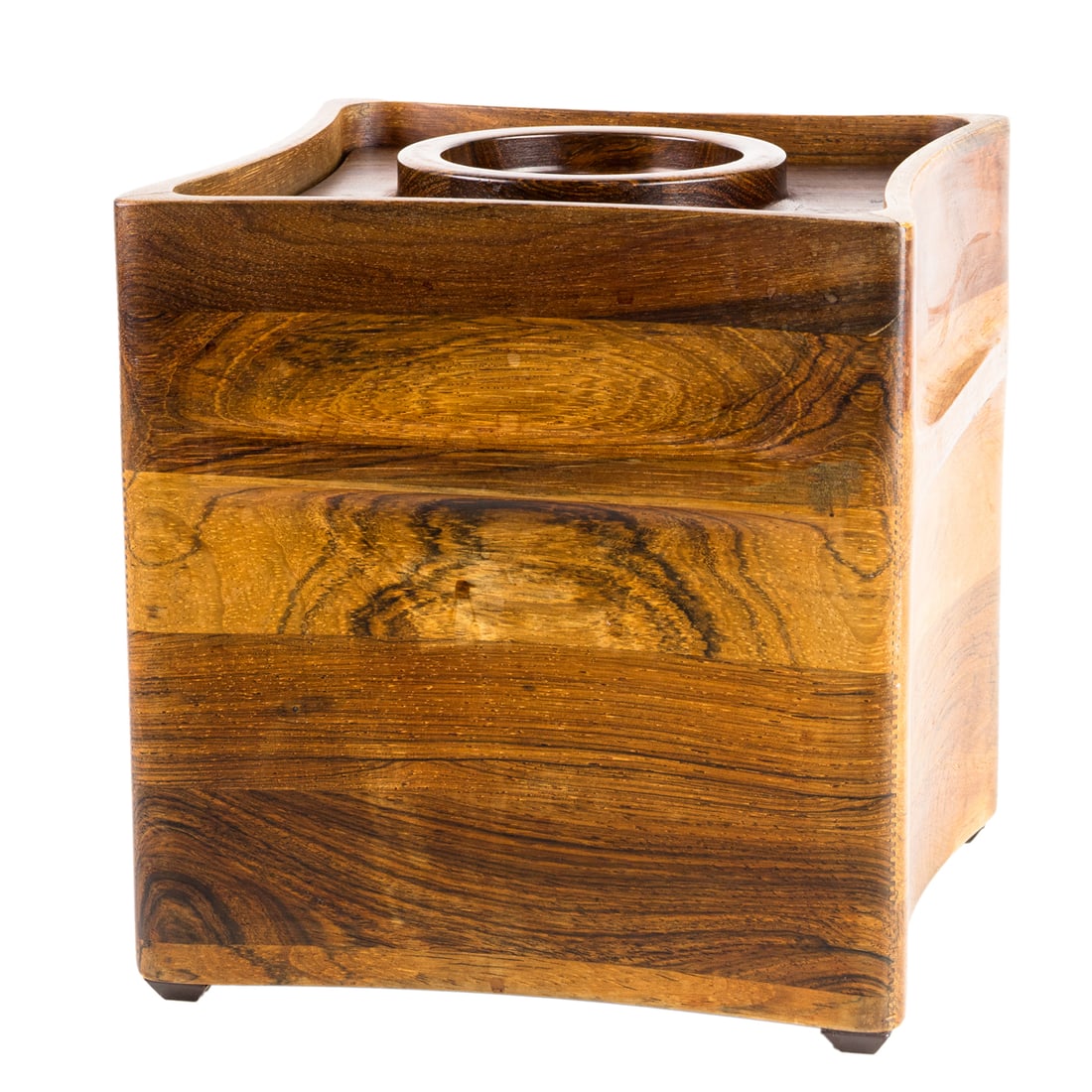 A Jens Quistgaard for Dansk square wood ice bucket: A Jens Quistgaard for Dansk square wood ice bucket, 1950's/1960's, branded factory mark, 9" x 8.75"w x 8.75"d