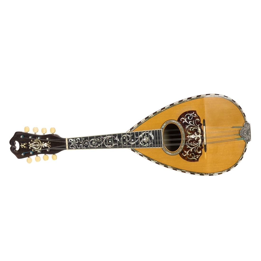 A Martin Bowlback Mandolin: A Martin Bowlback Mandolin, c. 1894, Serial Number 1373, Patent May 15, 1894, with leather case. This property is being sold at public auction as provided by Internal Revenue Code section 6335. Only t