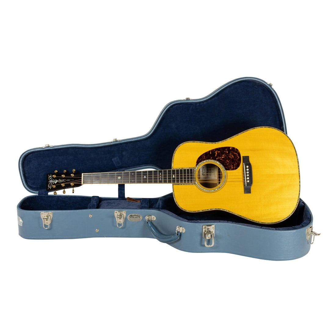 A C. F. Martin D42 Blackwood Guitar: A C. F. Martin D42 Blackwood Guitar, Serial Number 1,443103, sticker with handwritten signature of C. F. Martin IV, edition 3/10, with blue hard case. This property is being sold at public auction as
