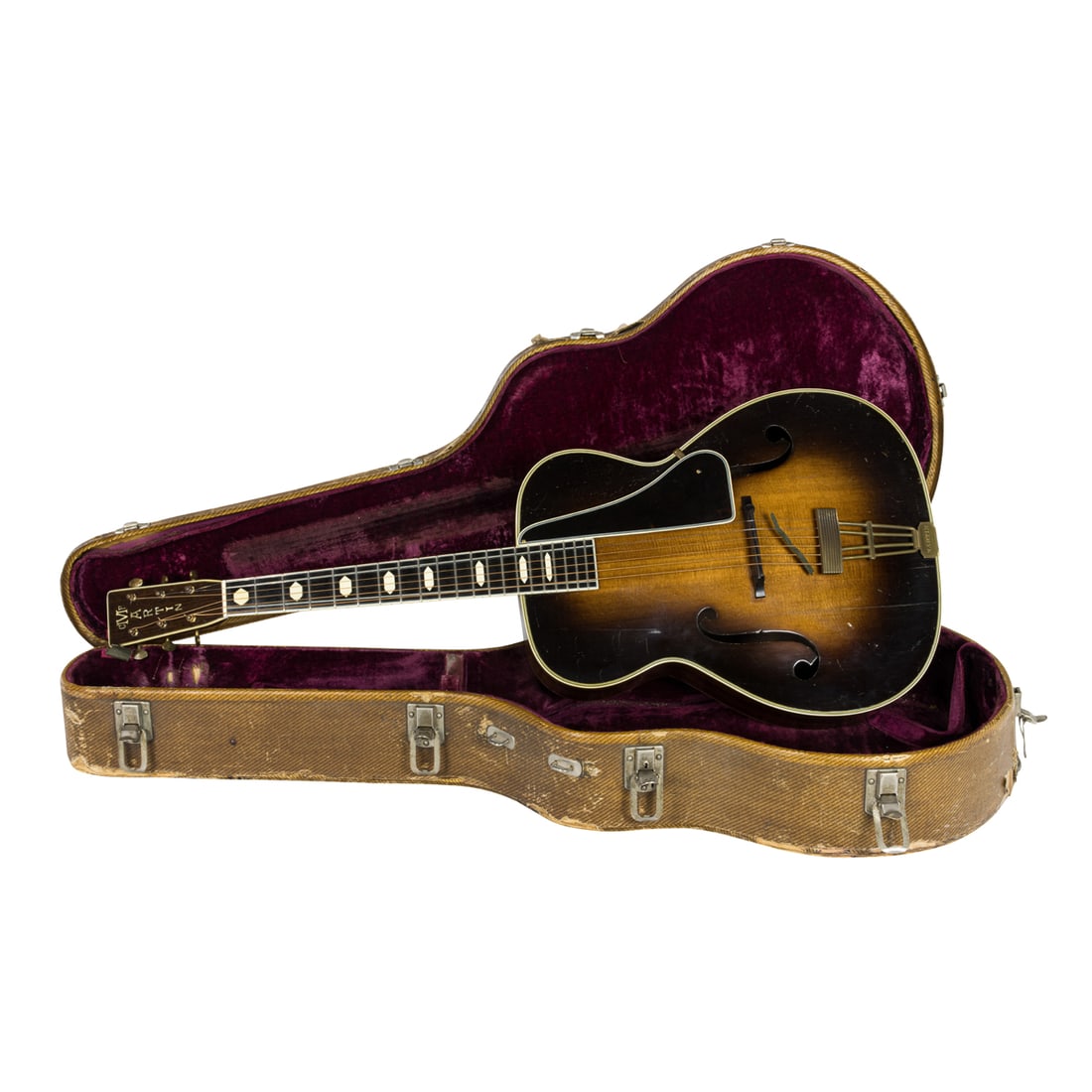 A 1935 Martin F-9 Guitar: A 1935 Martin F-9 Guitar, with hard case. Please note: This guitar was possibly offered at the Guernseys auction in April 2014 as Lot 47. This property is being sold at public auction as provided by I