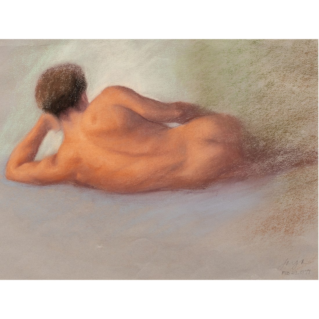 Work on paper, Jose Joya: Jose Joya (Filipino, 1931-1995), Reclining Nude, 1977, pastel on paper, signed and dated lower right, sight: 10?h x 13.25?w, overall (with frame): 17.25?h x 20.25?w