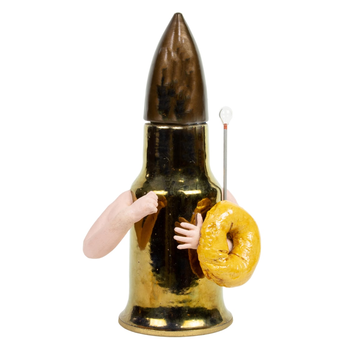 Sculpture, Joseph Stallone: Joseph Stallone (American, 20th century), Untitled (Bullet with Bagel), ceramic sculpture, overall: 16.5"h x 9.5"w x 7"d. Provenance: Property from the private collection of Marvin Lipofsky