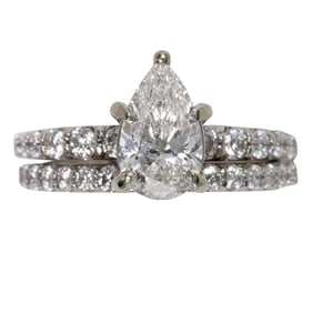 A diamond and white gold wedding ring set