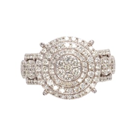 A diamond and 14k white gold ring