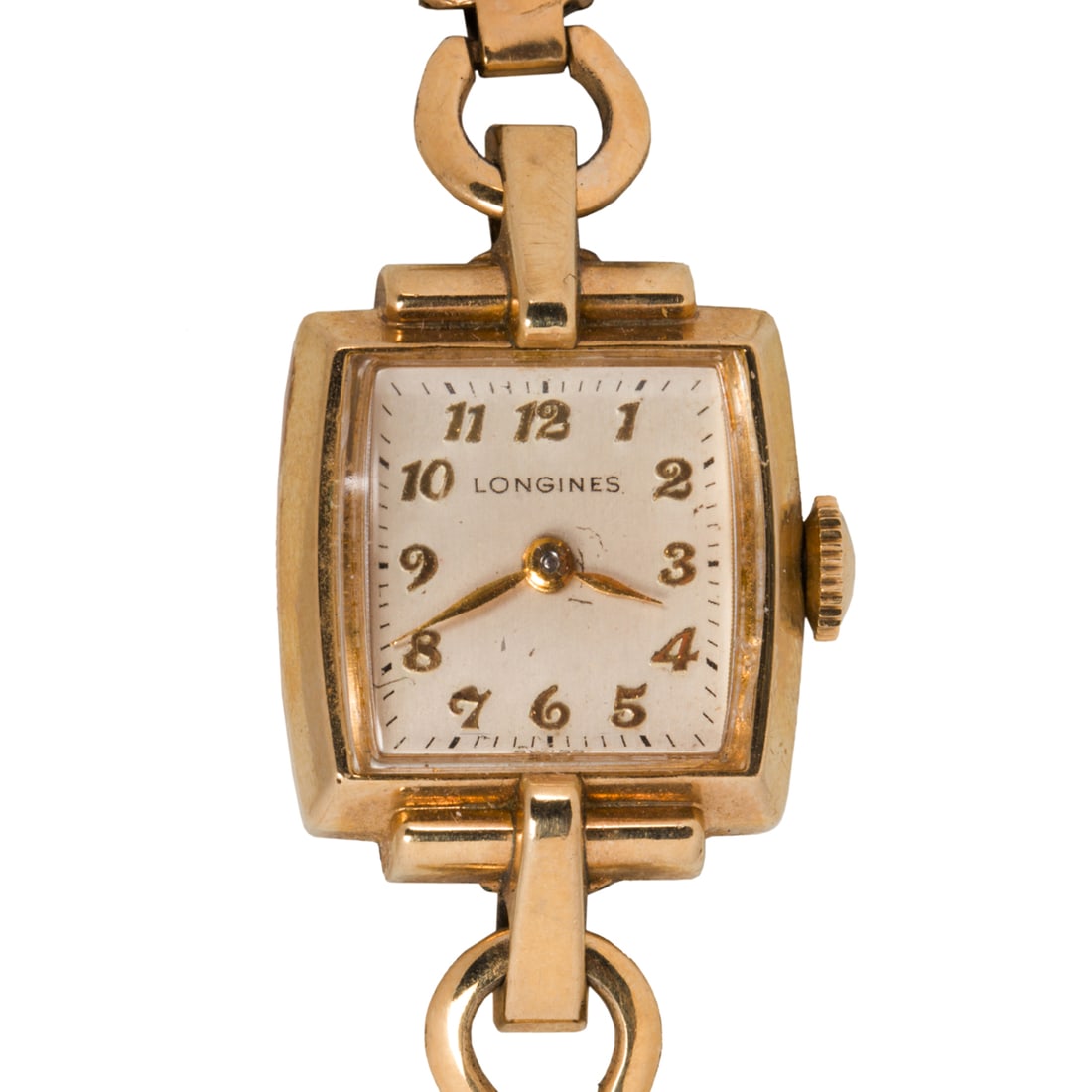 A Longines gold-filled watch: A Longines gold-filled watchCase no.: 635263Movement no.: 8160784The cream-tone dial, gold arabic indices, gold spade hands, within polished, gold-filled case, containing a 17 jewels unadjusted moveme