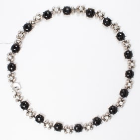 A silver and hardstone necklace