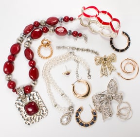 A group of costume jewelry