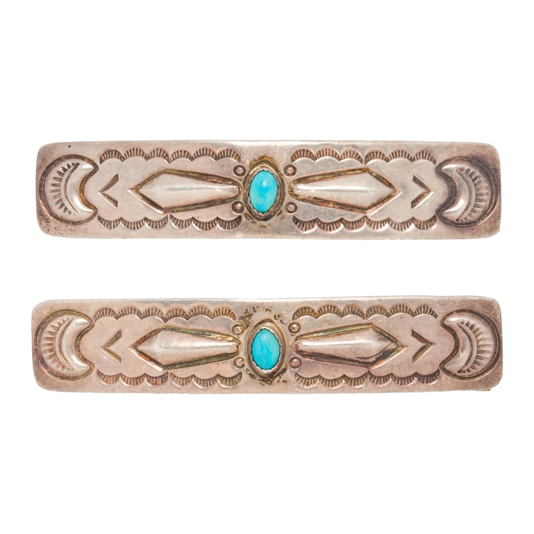 A Set of two turquoise and silver hair clips (1 of 1)