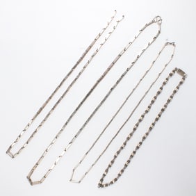 A Group of silver chains