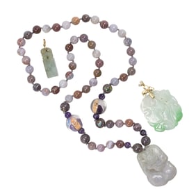 A group of jade jewelry