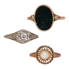 Three gold ring-shanks