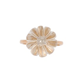 A rock crystal, diamond, and 18k gold ring