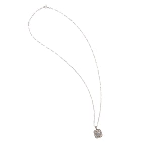 A cubic zirconia and 14k white gold necklace