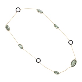 A prasiolite, onyx, and 18k gold necklace