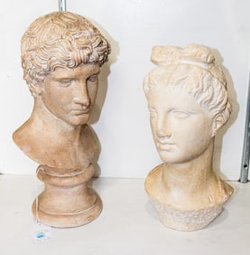 Two Grand Tour style plaster heads
