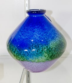 A Murano glass vase in blue, green and lavender