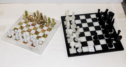 Two Modern onyx chess sets