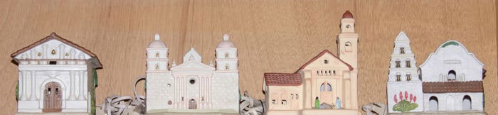 Four Midwest of Cannon Falls porcelain architectural nightlights of California Missions