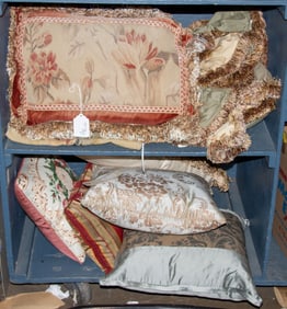 A group of throw pillows