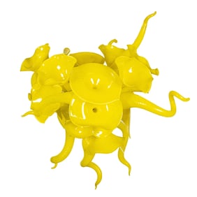 A Pilchuk School yellow mottled handblown chandelier
